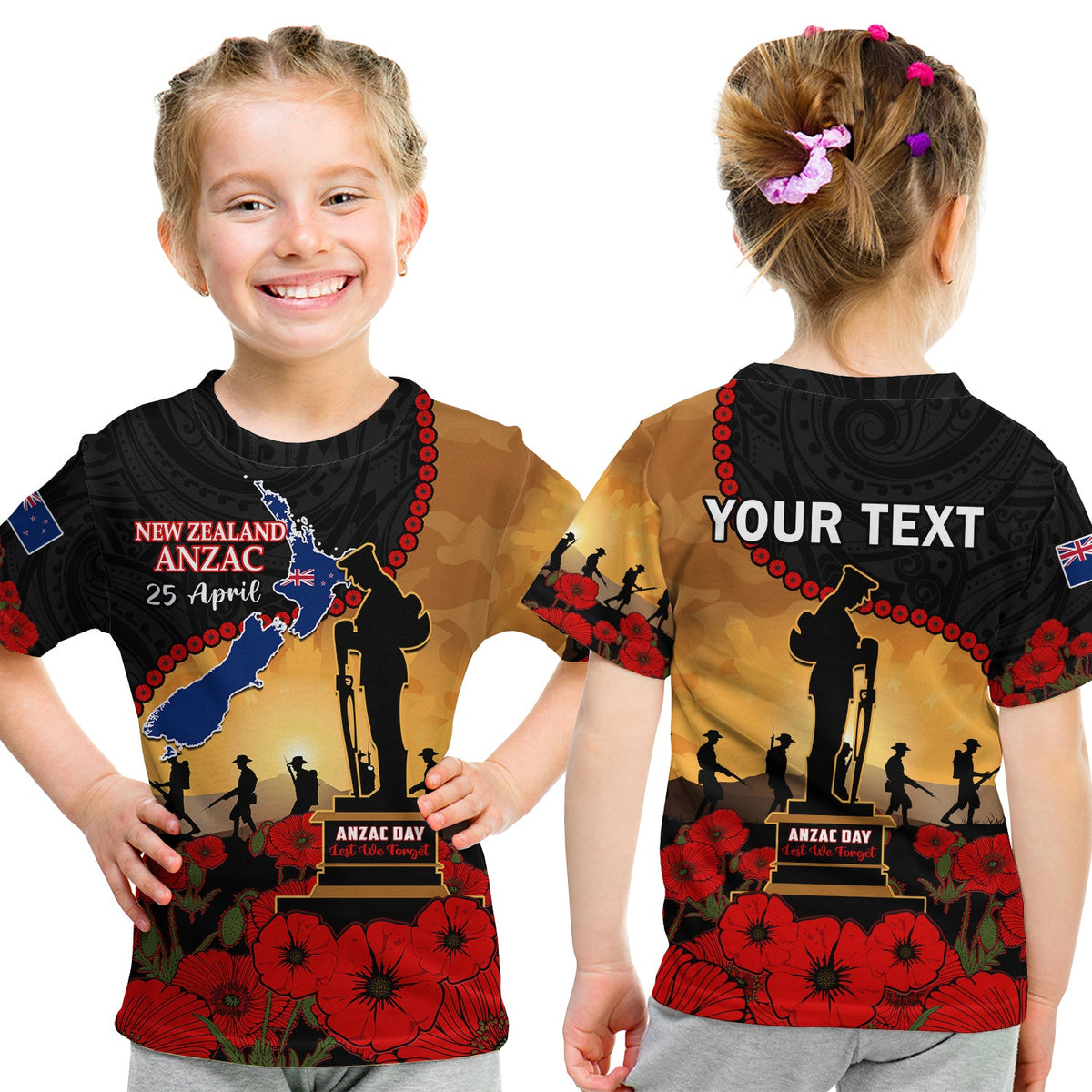 Custom New Zealand Anzac T Shirt Maori Camouflage Mix Poppies We Will Remember Them LT14 - Polynesian Pride