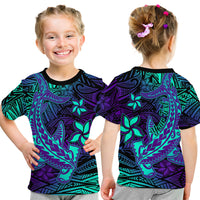 Custom Polynesian T Shirt Purple Paradise Hawaiian Tribal Hammerhead Shark LT14 Kid Purple - Polynesian Pride