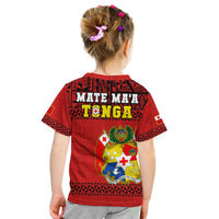 (Custom Text And Number) Tonga Rugby T Shirt KID Mate Maa Tonga Pacific Ngatu Black LT14 - Polynesian Pride