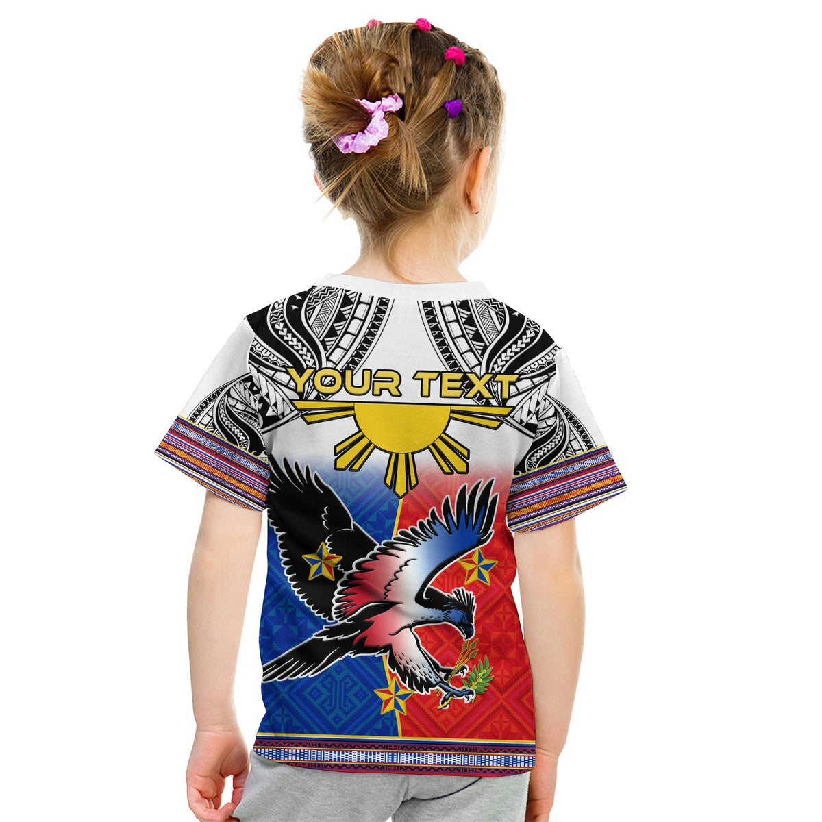 Custom Personalised Philippines T Shirt KID Polynesian Filipino Pattern With Eagle LT14 - Polynesian Pride