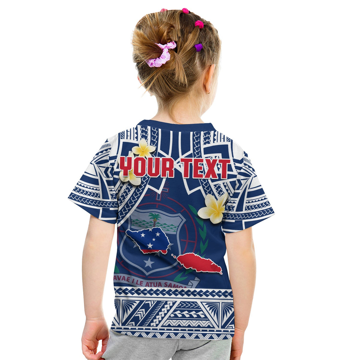 (Custom Personalised) Samoa T Shirt KID Samoan Plumeria Flowers Mix Polynesian Pattern LT14 - Polynesian Pride