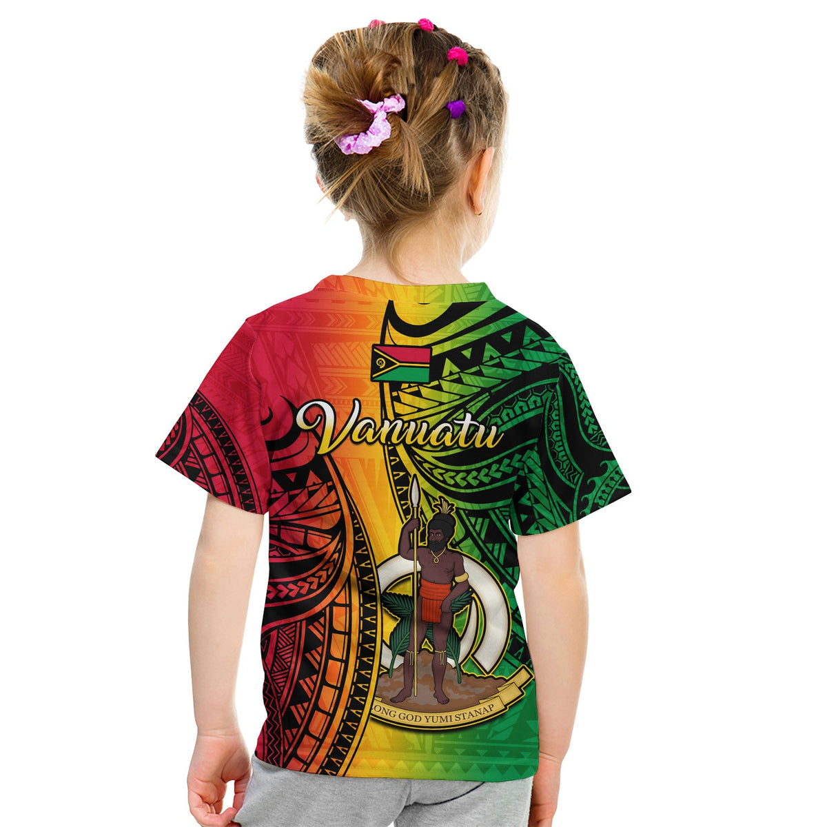 Vanuatu T Shirt KID Luganville Polynesian Reggae Coat Of Arms LT14 - Polynesian Pride