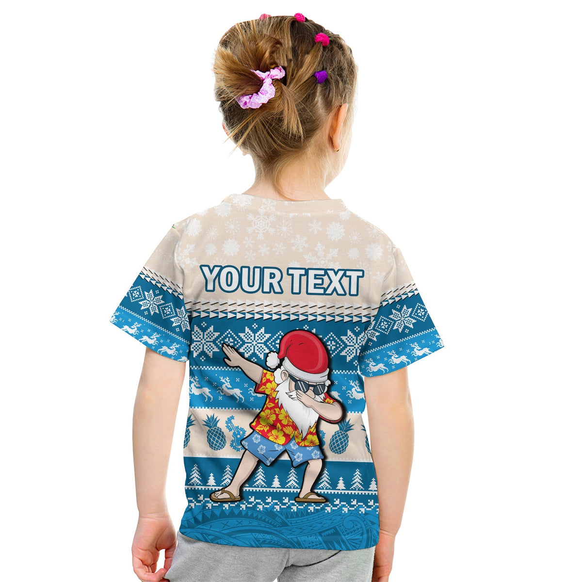 Custom Hawaii Mele Kalikimaka T Shirt Dabbing Santa Blue Merry Christmas LT14 - Polynesian Pride