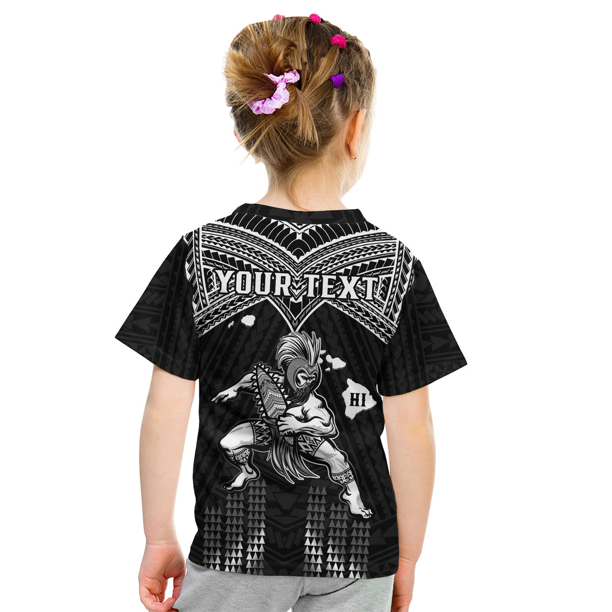 (Custom Personalised) Hawaii T Shirt KID Hawaiian Warrior With Weapon Polynesian Ver.01 LT14 - Polynesian Pride