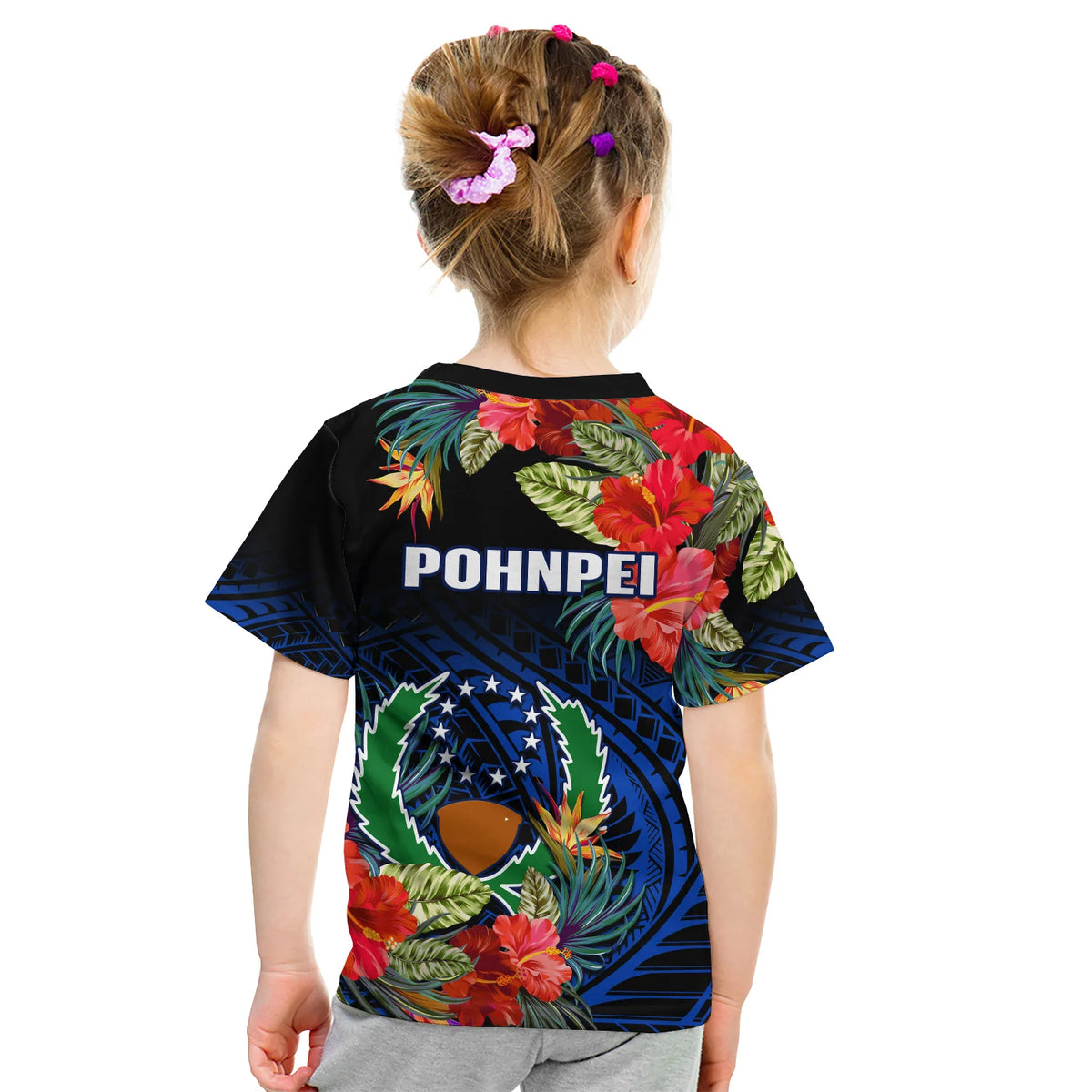 Pohnpei State T Shirt FSM Hibiscus Flowers Mix Polynesian LT14 - Polynesian Pride