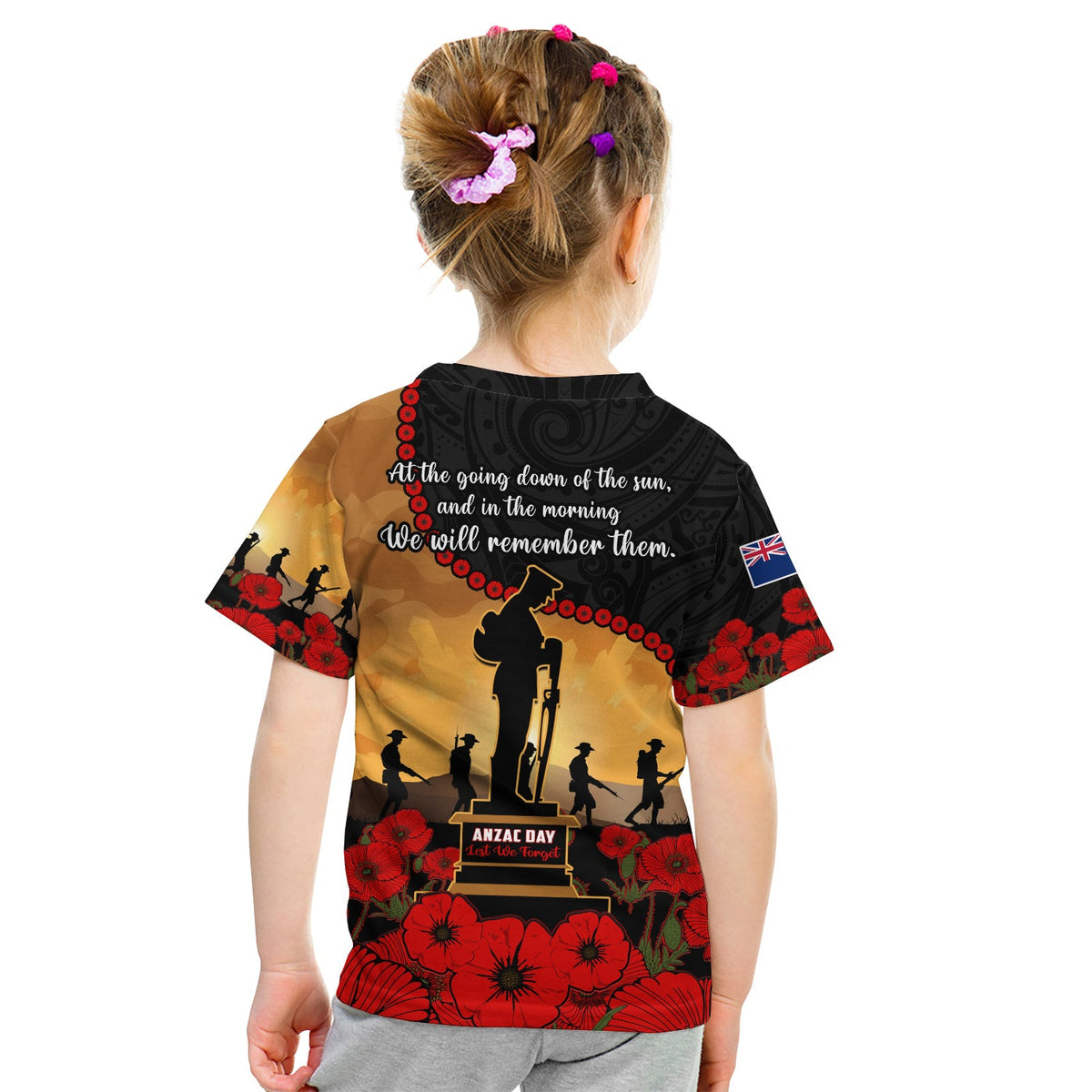 New Zealand Anzac T Shirt Maori Camouflage Mix Poppies We Will Remember Them LT14 - Polynesian Pride