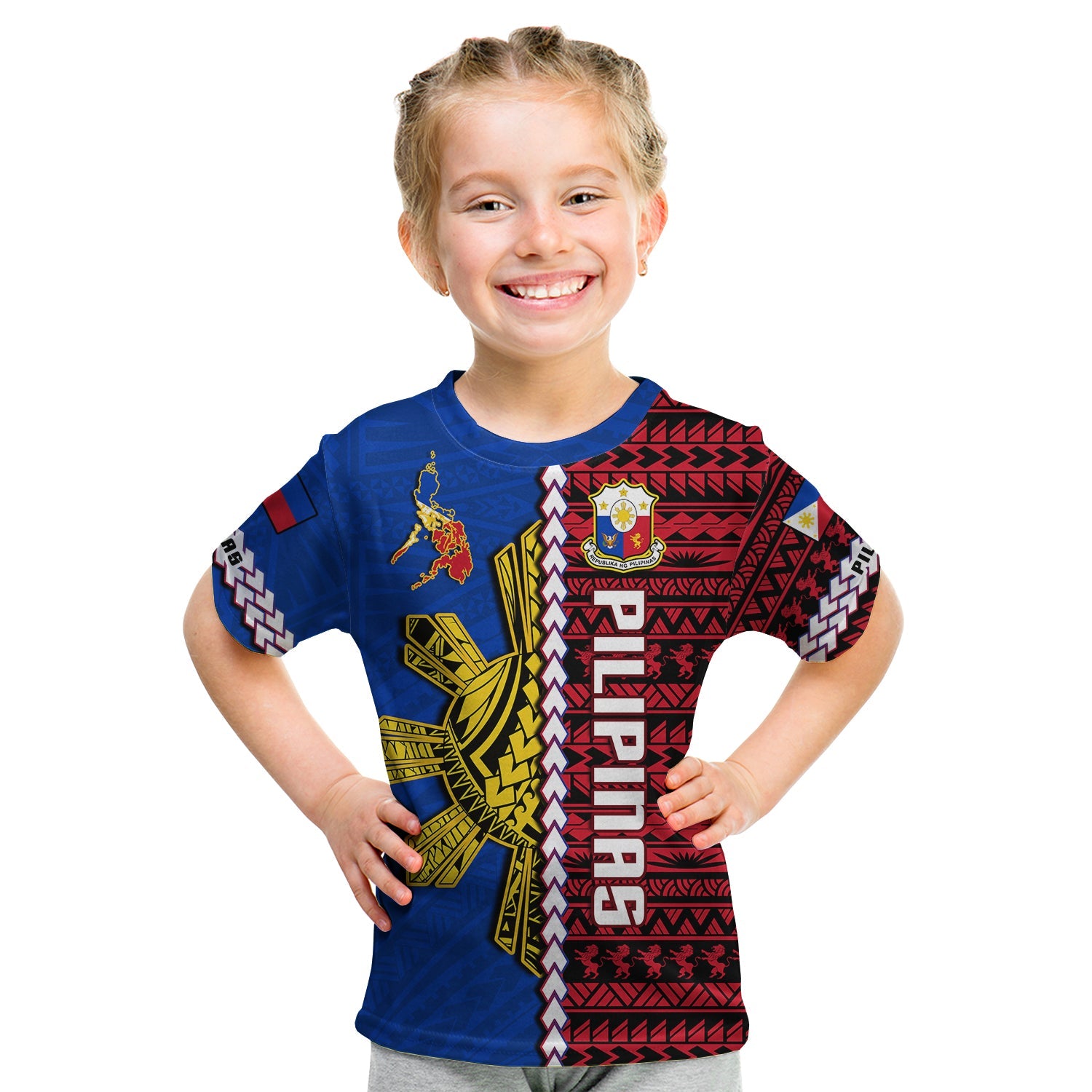 Philippines T Shirt KID Pilipinas Sun Mix Polynesian Pattern LT14 - Polynesian Pride