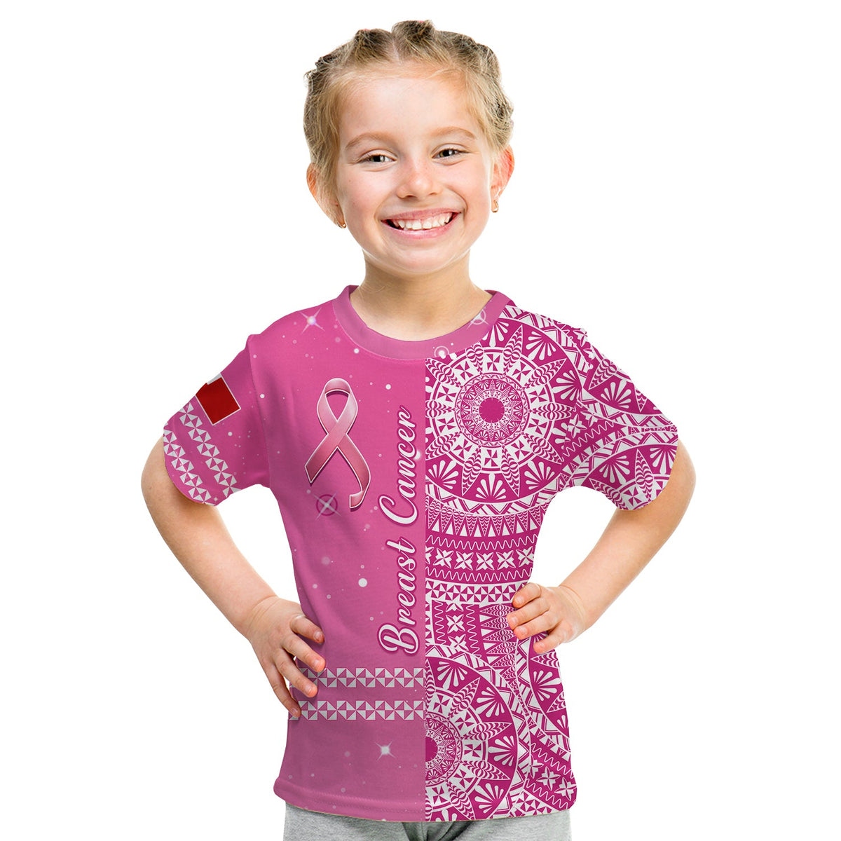 Tonga Breast Cancer T Shirt Tongan Ngatu Pattern No One Fights Alone LT14 - Polynesian Pride