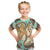 Hawaii T Shirt KID Polynesian Shark And Sea Turtle Dreamy Turquoise Artsy LT14 - Polynesian Pride