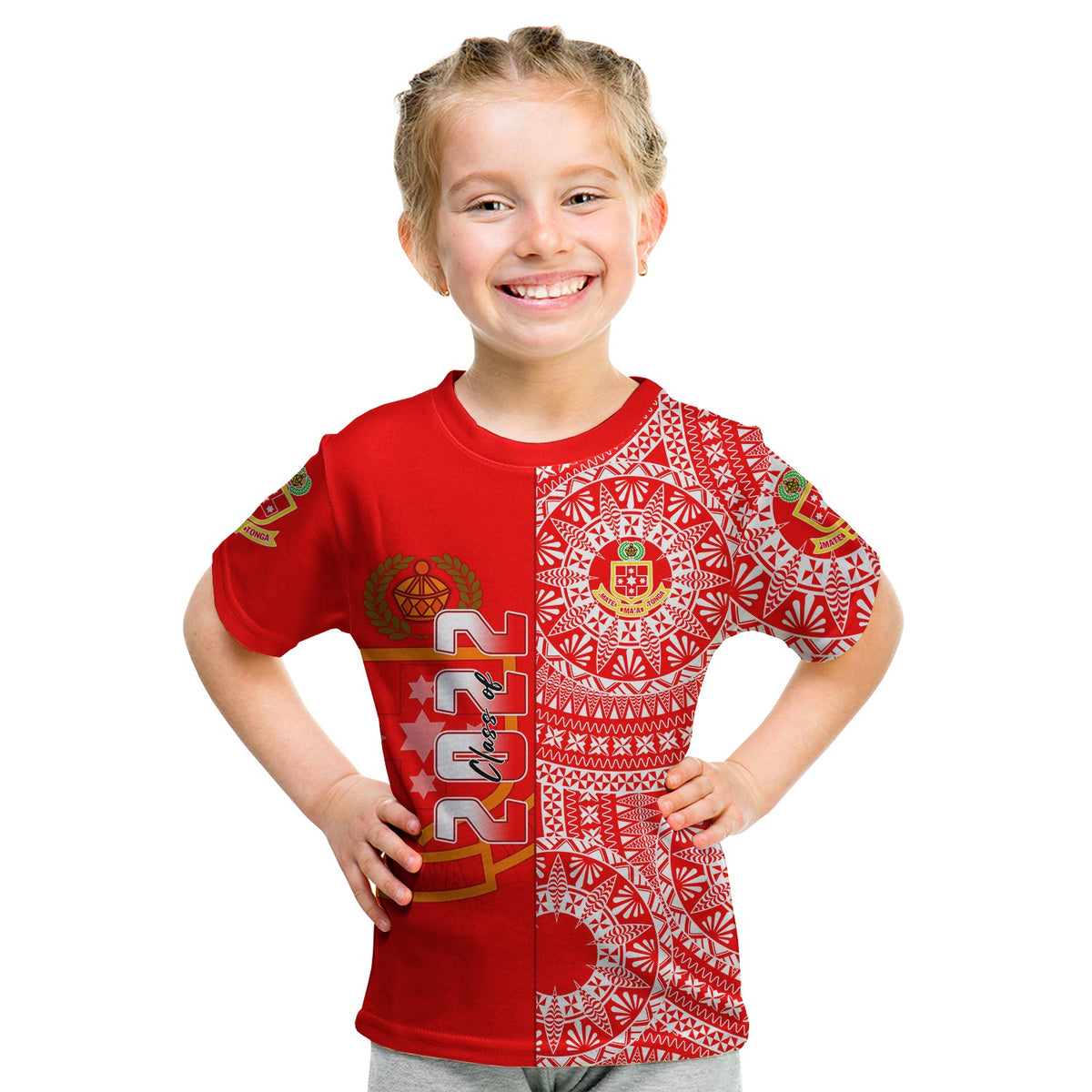 (Custom Text And Number) Kolisi Tonga High School T Shirt KID Class Of Year Tongan Ngatu Pattern LT14 - Polynesian Pride