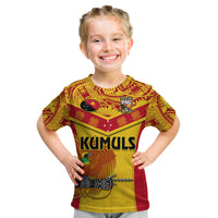 Papua New Guinea Rugby T Shirt PNG Kumuls Bird Of Paradise Yellow LT14 Kid Yellow - Polynesian Pride