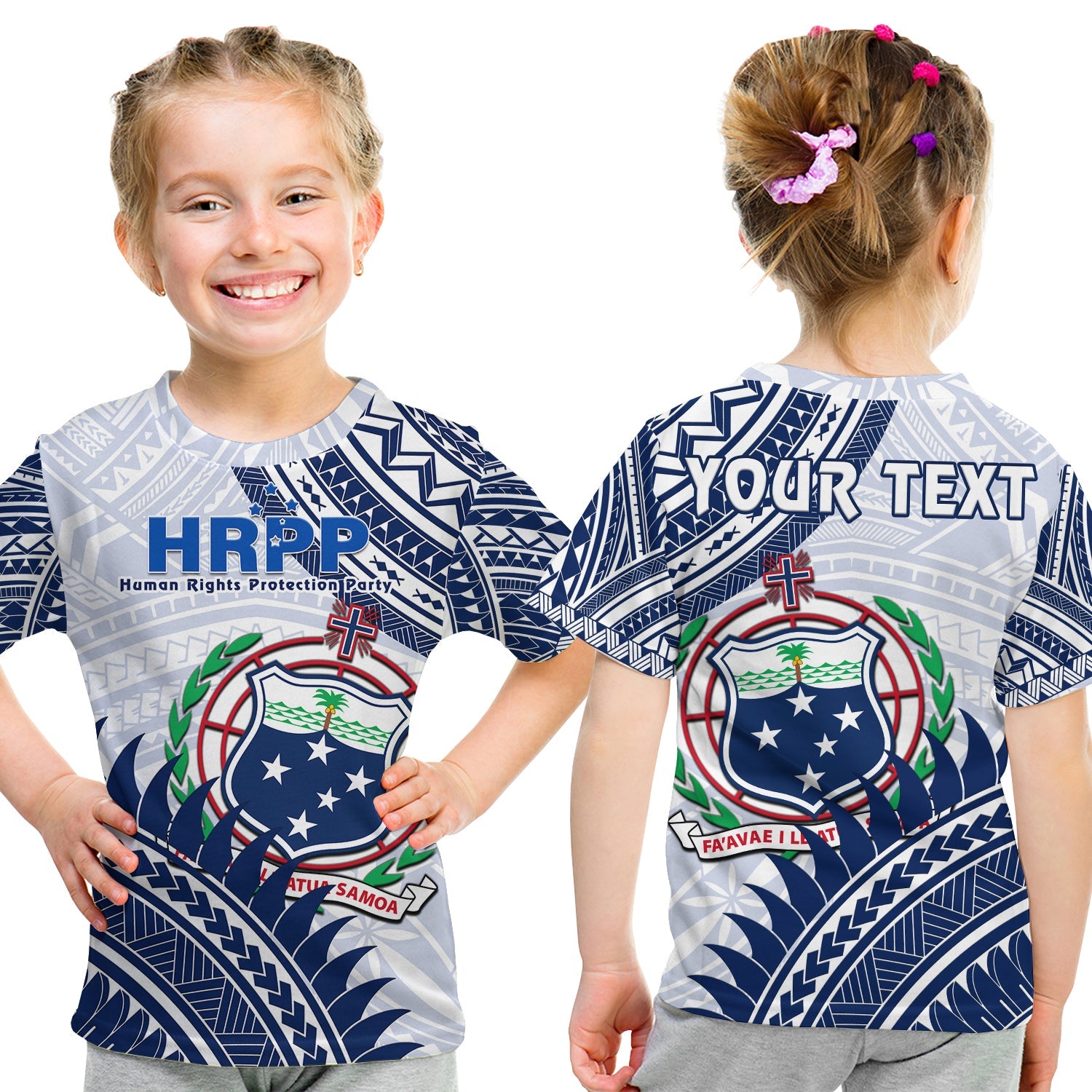 (Custom Personalised) HRPP Samoa T Shirt KID Samoan Coat Of Arms Polynesian Pattern LT14 Youth XL Size14 - Polynesian Pride