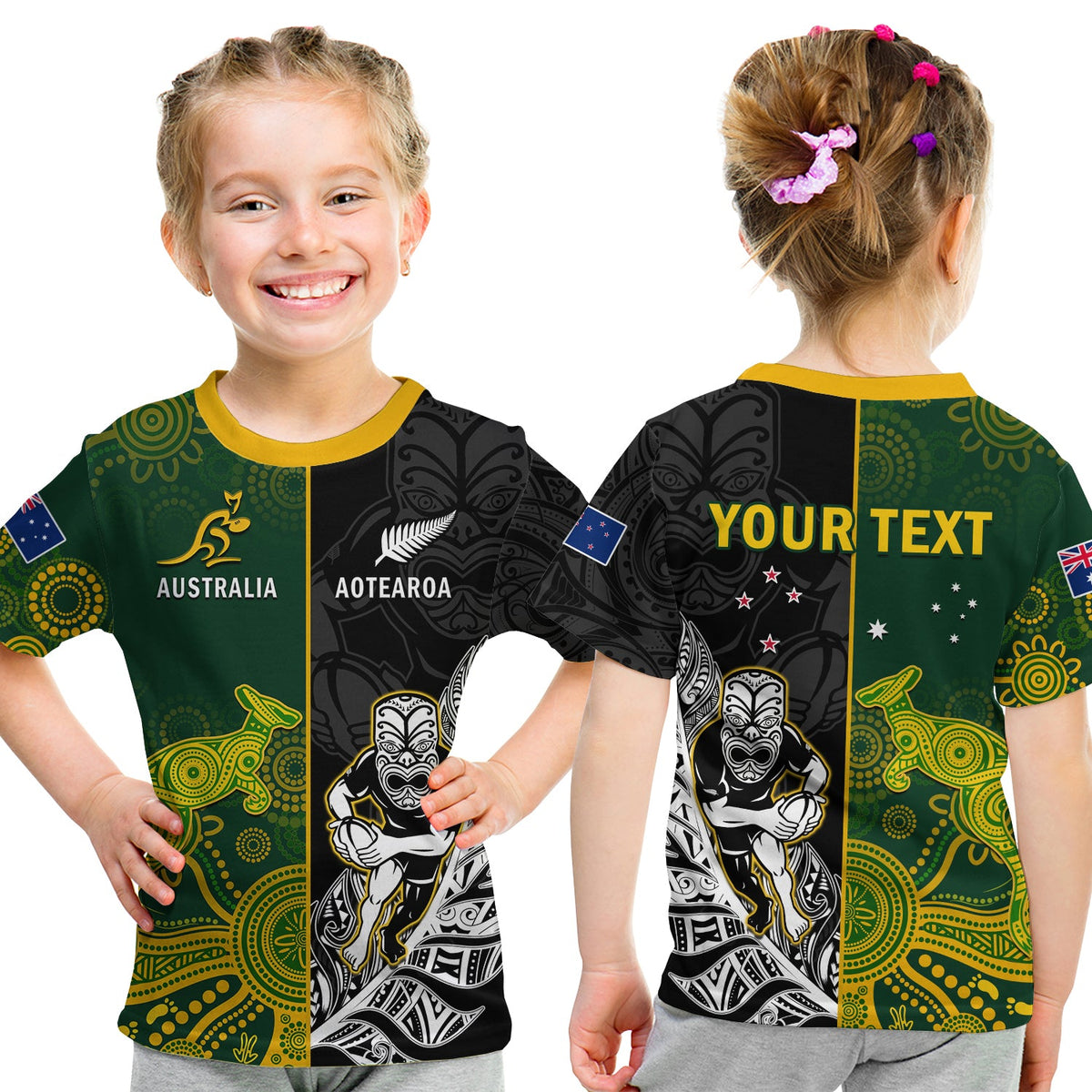 Custom Australia Rugby Mix Aotearoa Rugby T Shirt Wallabies All Black Special Version LT14 - Polynesian Pride