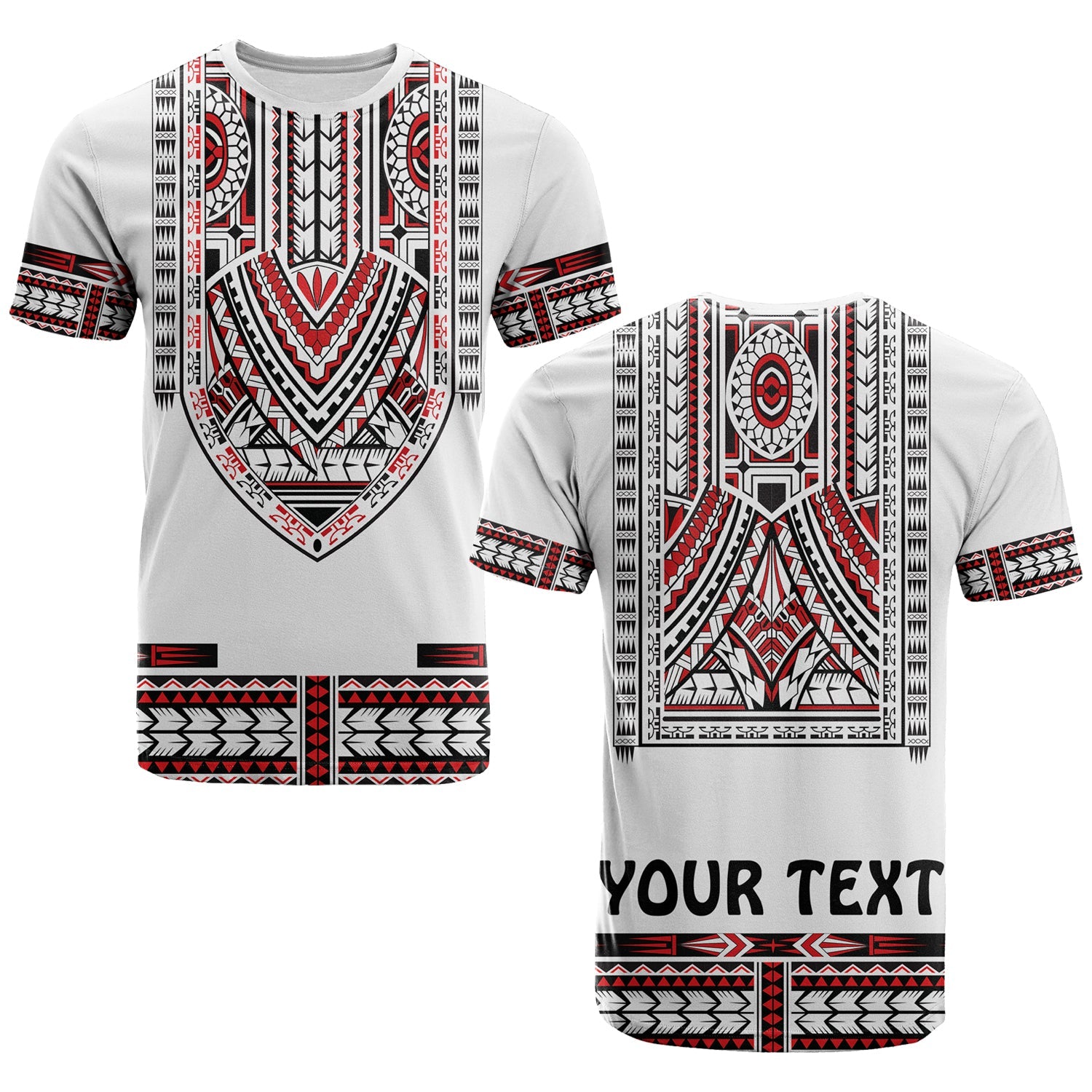 Custom Polynesian T Shirt Dashiki With Polynesian Tattoo Royal Version LT14 Adult White - Polynesian Pride