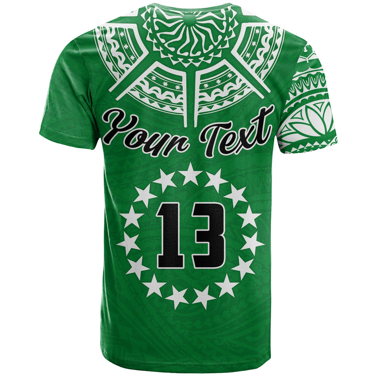 (Custom Text and Number) Cook Islands Tatau T Shirt Symbolize Passion Stars Version Green LT13 - Polynesian Pride