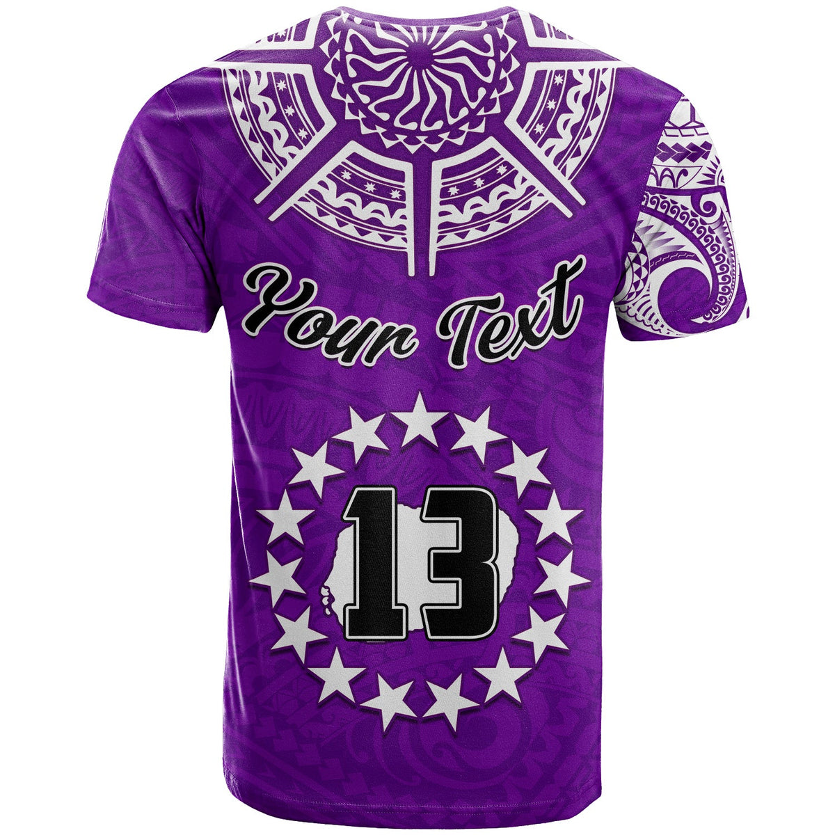 (Custom Text and Number) Rarotonga Cook Islands T Shirt Turtle and Map Style Purple LT13 - Polynesian Pride