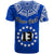 (Custom Text and Number) Rarotonga Cook Islands T Shirt Turtle and Map Style Blue LT13 - Polynesian Pride