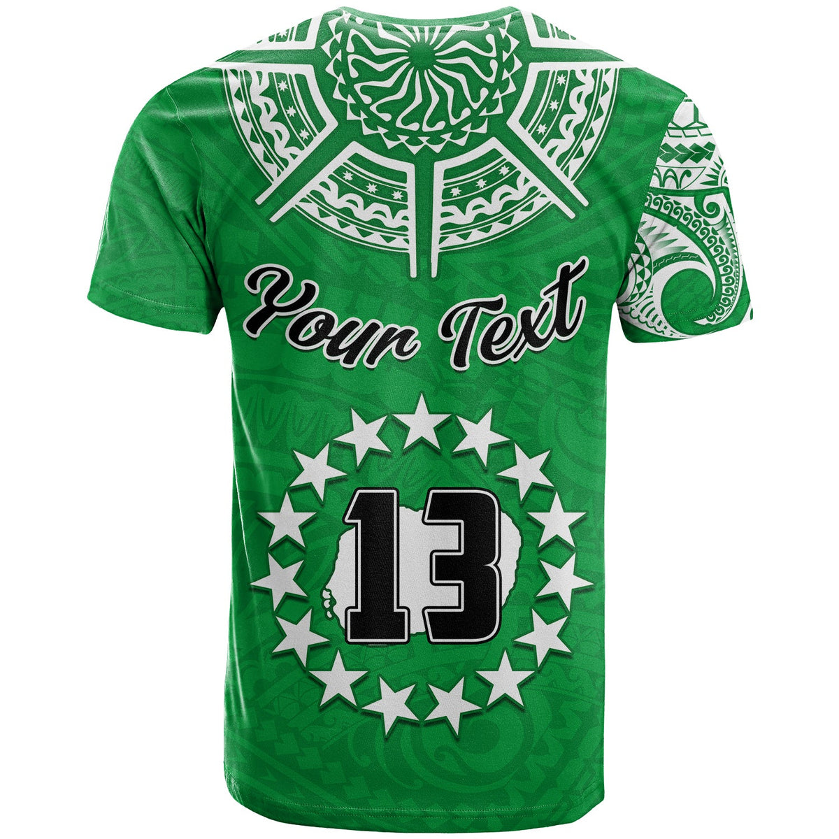 (Custom Text and Number) Rarotonga Cook Islands T Shirt Turtle and Map Style Green LT13 - Polynesian Pride
