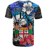 (Custom Text and Number) Fiji Tie Dye T Shirt Polynesian Blue Tribal Creative Tropical Flowers LT13 - Polynesian Pride
