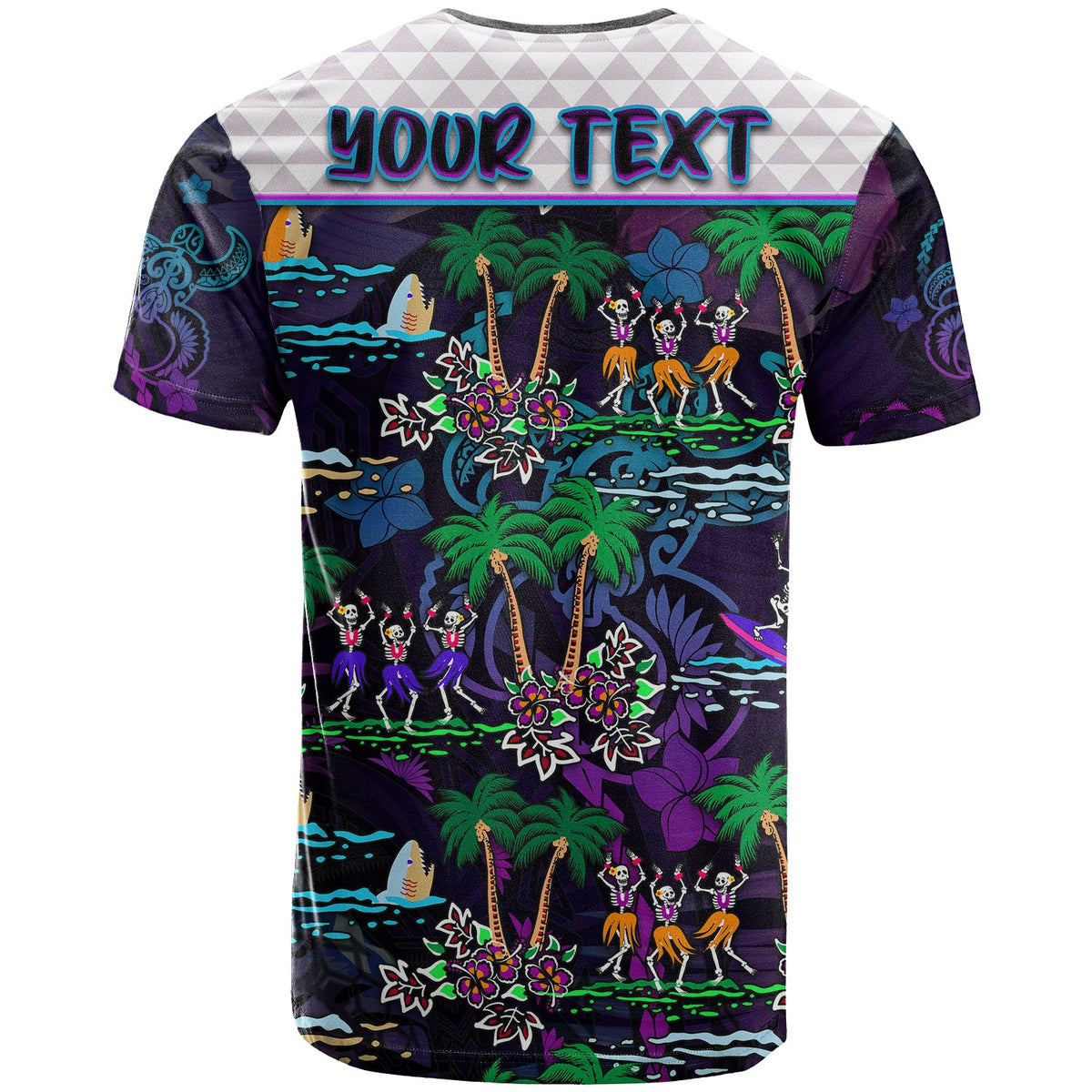 Custom Hawaii Skeleton Dancing T Shirt Halloween Hawaiian Turtle LT13 - Polynesian Pride