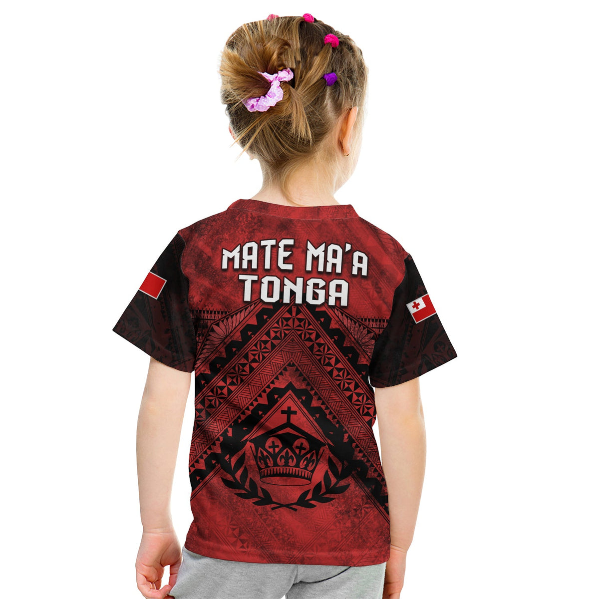 Tonga Rugby MMT T Shirt KID Ngatu Mate Maa Tonga Grunge LT13 - Polynesian Pride