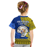 Niue Hiapo T Shirt KID Rock of Polynesia Tapa Niuean Crab Happy Day LT13 - Polynesian Pride