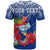 Custom Guam Chamorro T Shirt Guaman Latte Stone Tropical Flowers Blue Version LT14 - Polynesian Pride
