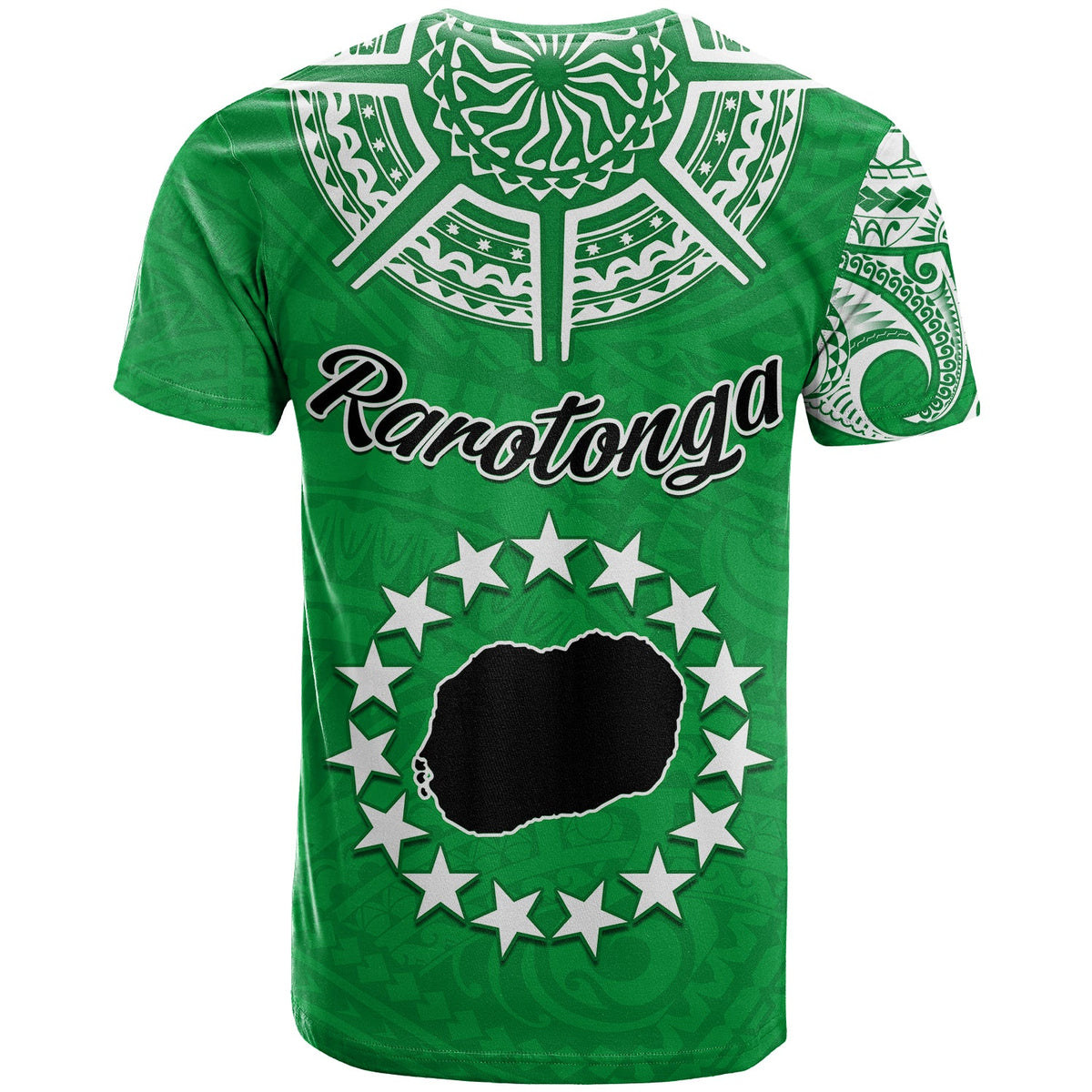 Rarotonga Cook Islands T Shirt Turtle and Map Style Green LT13 - Polynesian Pride