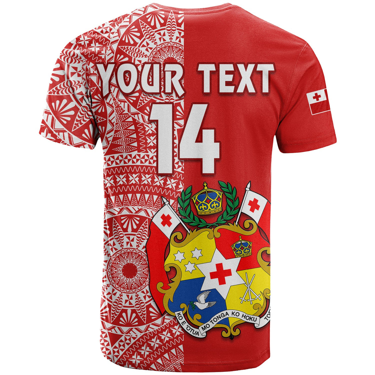(Custom Text and Number) Tonga T Shirt Tongan Coat of Arms Ngatu Pattern LT14 - Polynesian Pride