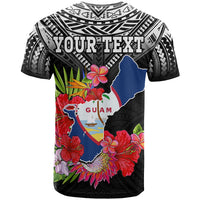 Custom Guam Chamorro T Shirt Guaman Latte Stone Tropical Flowers Black Style LT14 - Polynesian Pride