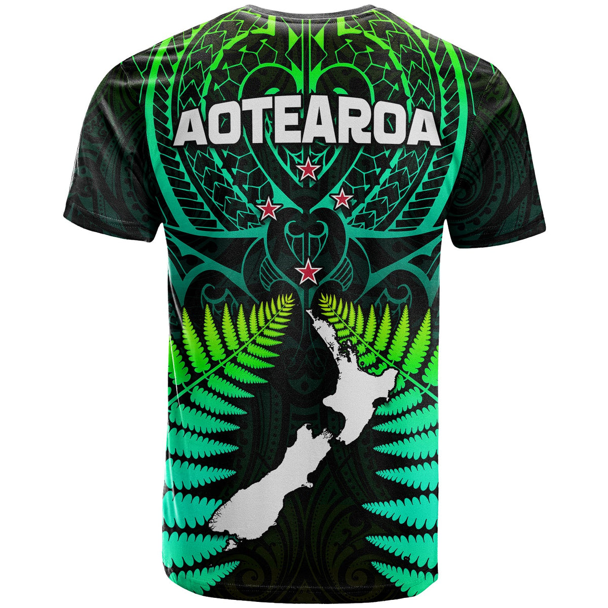 Aotearoa Fern T Shirt New Zealand Hei Tiki Green Style LT13 - Polynesian Pride