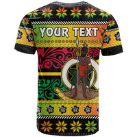 Custom Vanuatu Christmas T Shirt Pig Tusk Polynesian Joyeux Noel Flag Art LT14 - Polynesian Pride