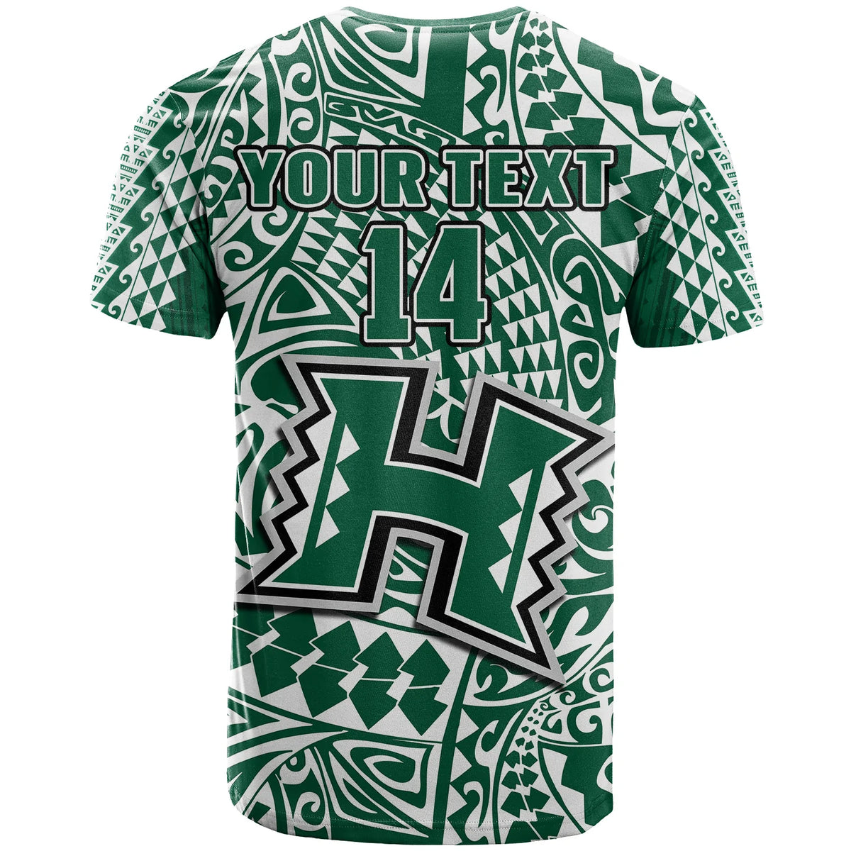 (Custom Text and Number) Hawaii Football T Shirt Rainbow Warriors Tribal Kakau LT14 - Polynesian Pride