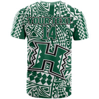 (Custom Text and Number) Hawaii Football T Shirt Rainbow Warriors Tribal Kakau LT14 - Polynesian Pride