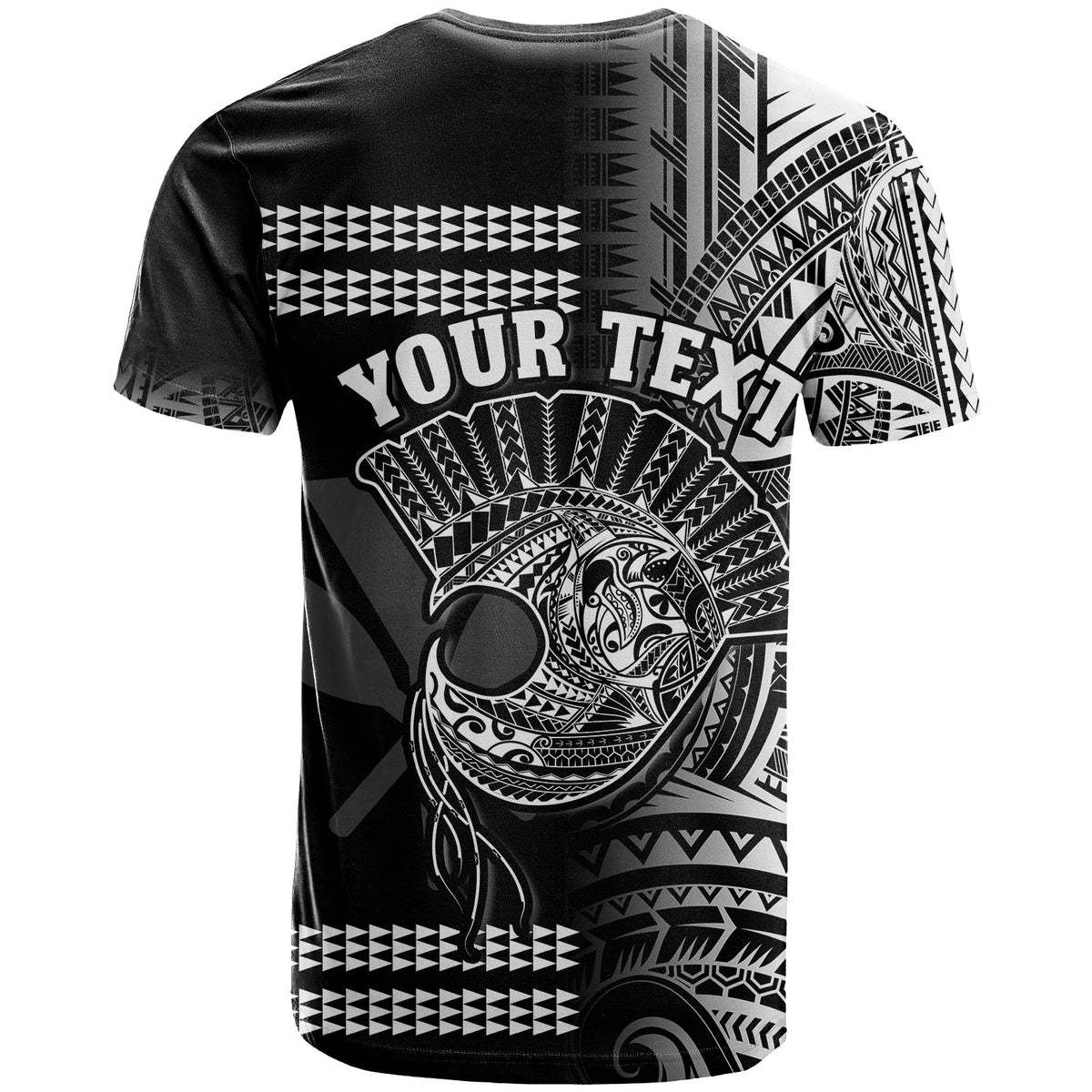 Custom Hawaii T Shirt Kakau Warrior Helmet Gradient White Polynesian LT14 - Polynesian Pride