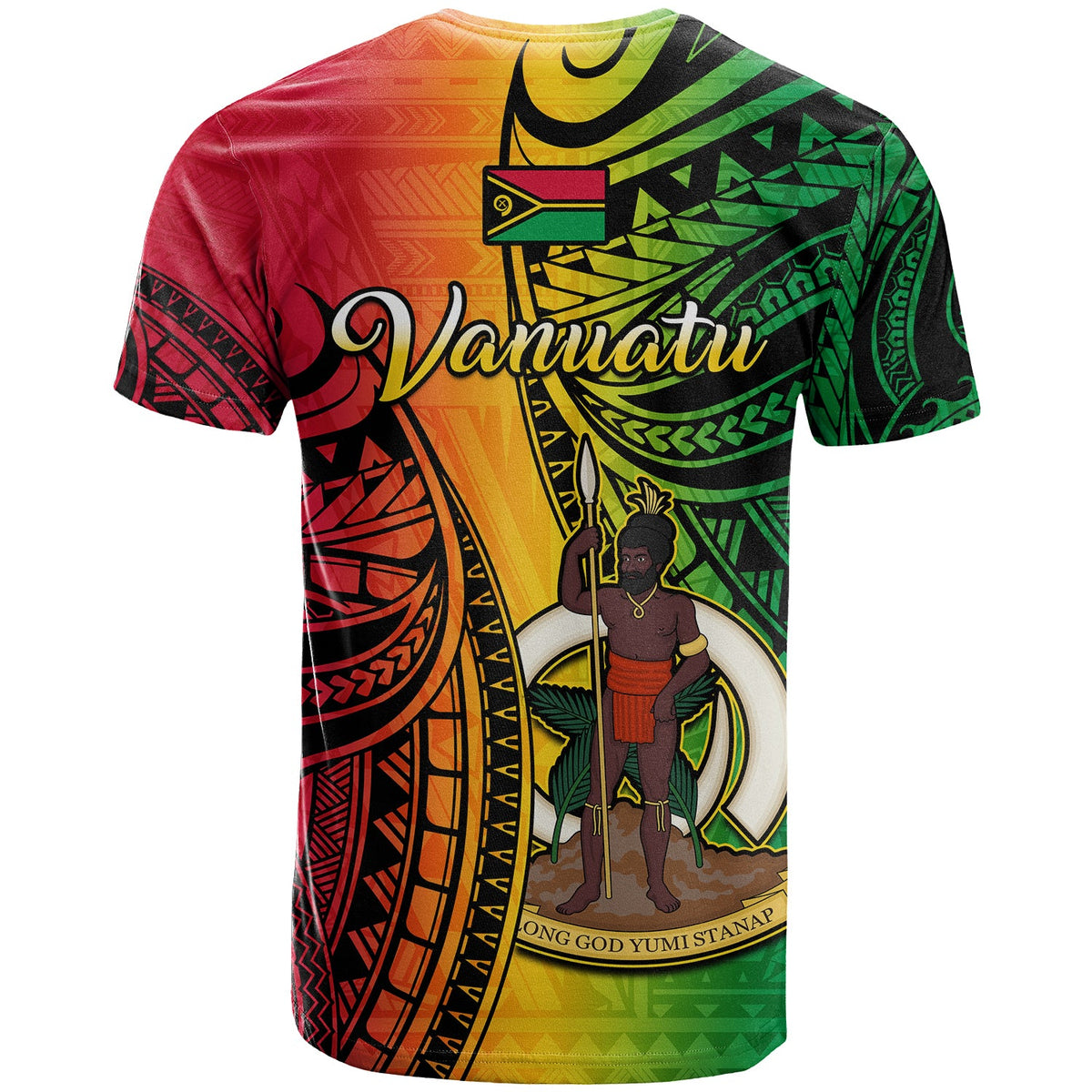 Custom Vanuatu T Shirt Luganville Polynesian Reggae Coat of Arms LT14 - Polynesian Pride