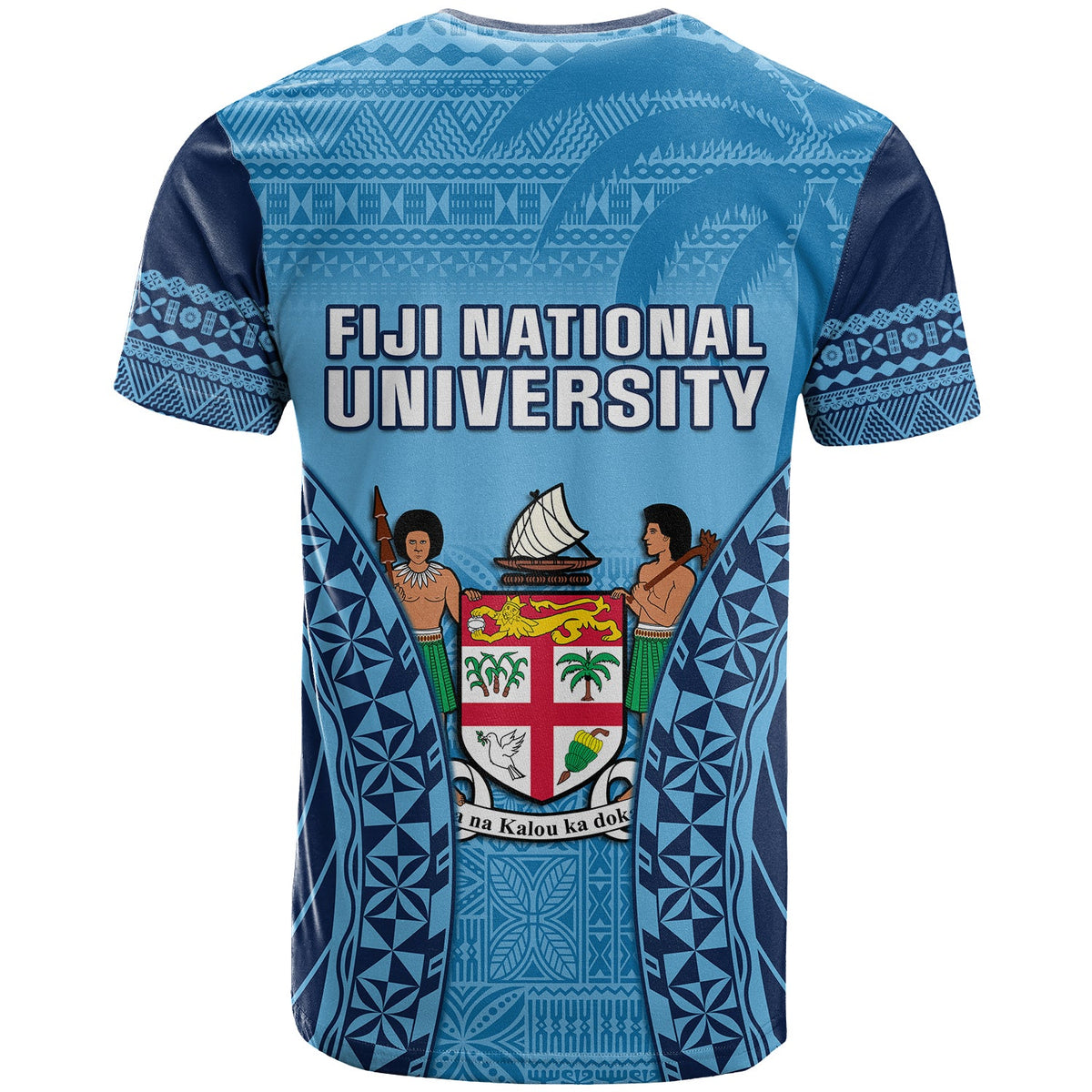 Fiji University T Shirt National Fijian Tapa Pattern Blue LT14 - Polynesian Pride