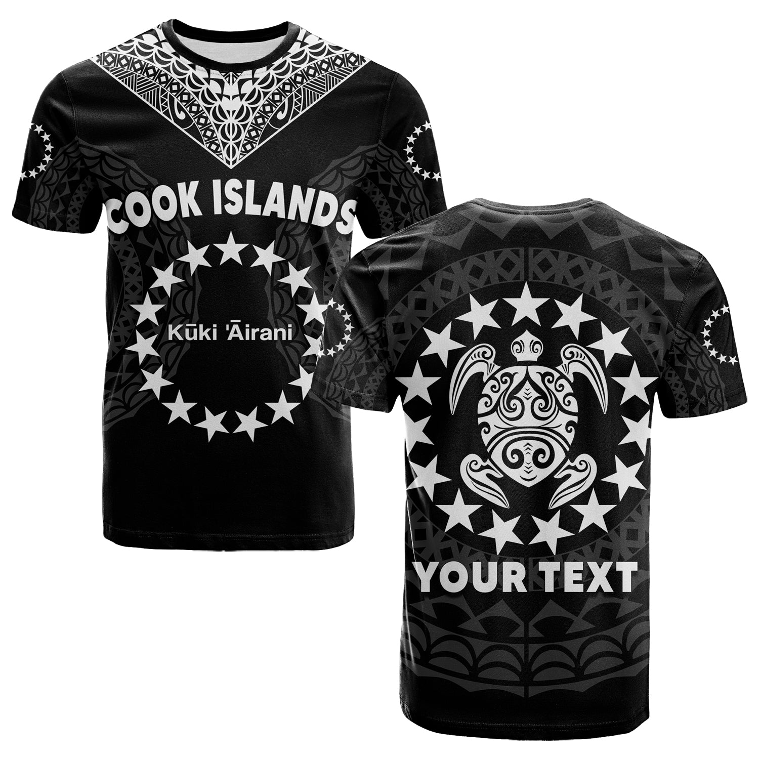 Custom Islands T Shirt Circle Pattern Mix Sea Turtle Black Version LT14 Adult Black - Polynesian Pride