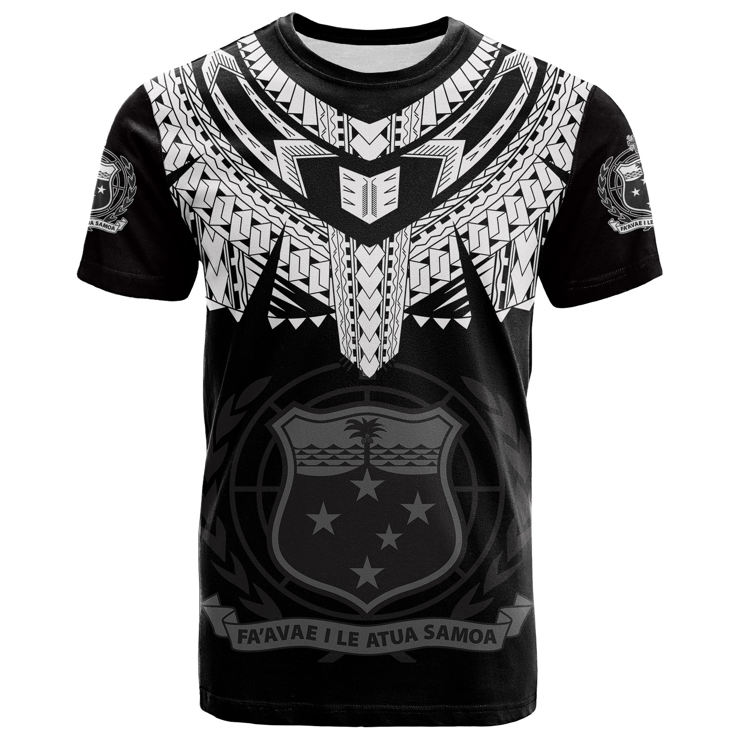 Samoa Independence Day Tribal Tattoo Coat Of Arms T Shirt No.4 LT6 Black - Polynesian Pride