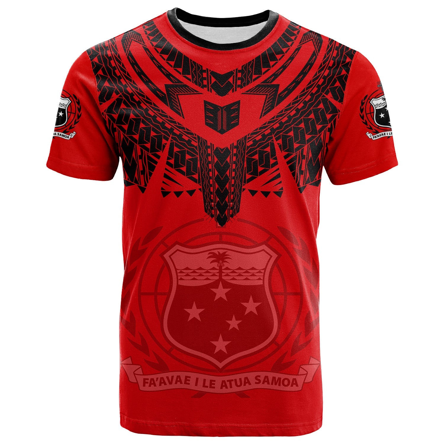 Samoa Independence Day Tribal Tattoo Coat Of Arms T Shirt No.1 LT6 Red - Polynesian Pride