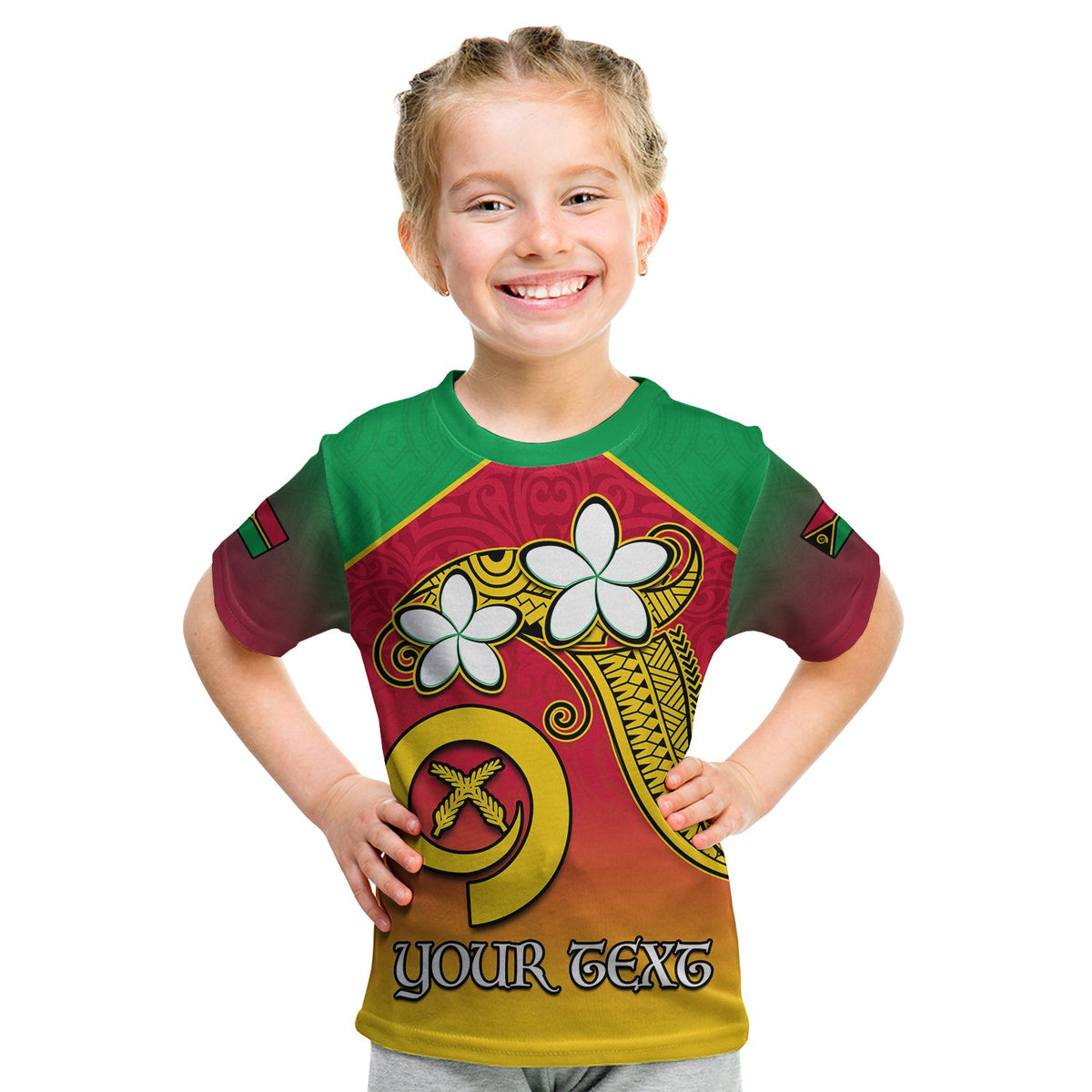 (Custom Personalised) Vanuatu Novelty T Shirt KID Frangipani Tropical Spa Flower LT13 - Polynesian Pride