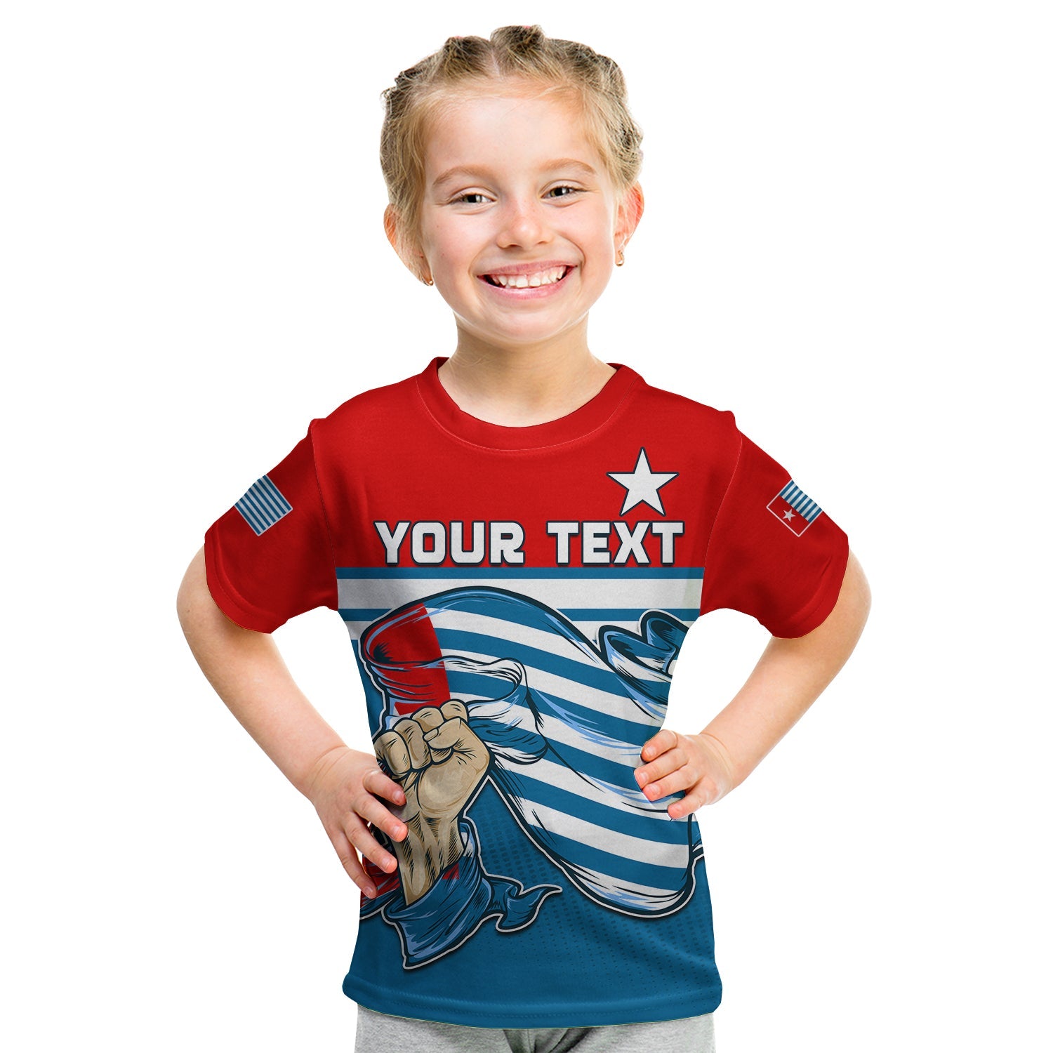 (Custom Personalised) Football T Shirt KID One People One Soul Strong West Papuan LT13 Youth XL Size14 - Polynesian Pride