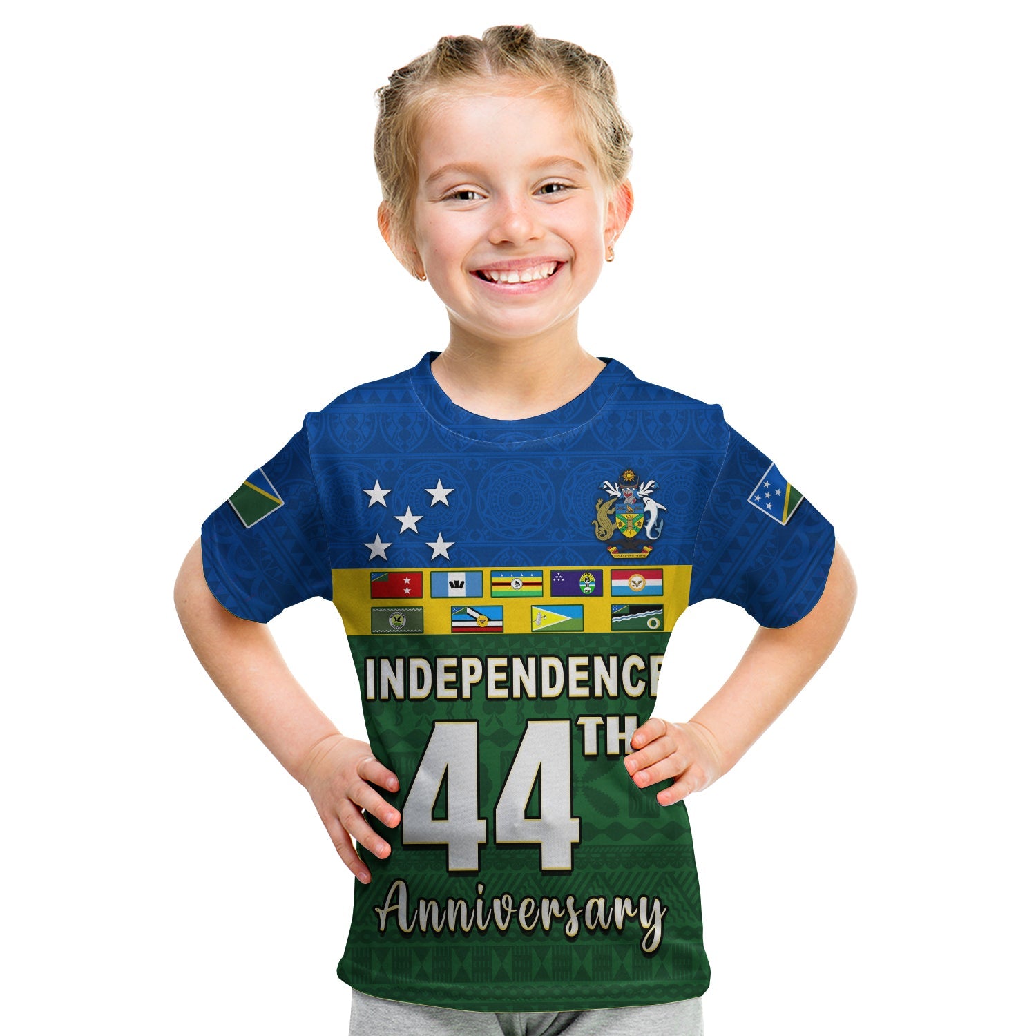 Solomon Islands National Day T Shirt KID Independence Day Tapa Pattern LT13 - Polynesian Pride