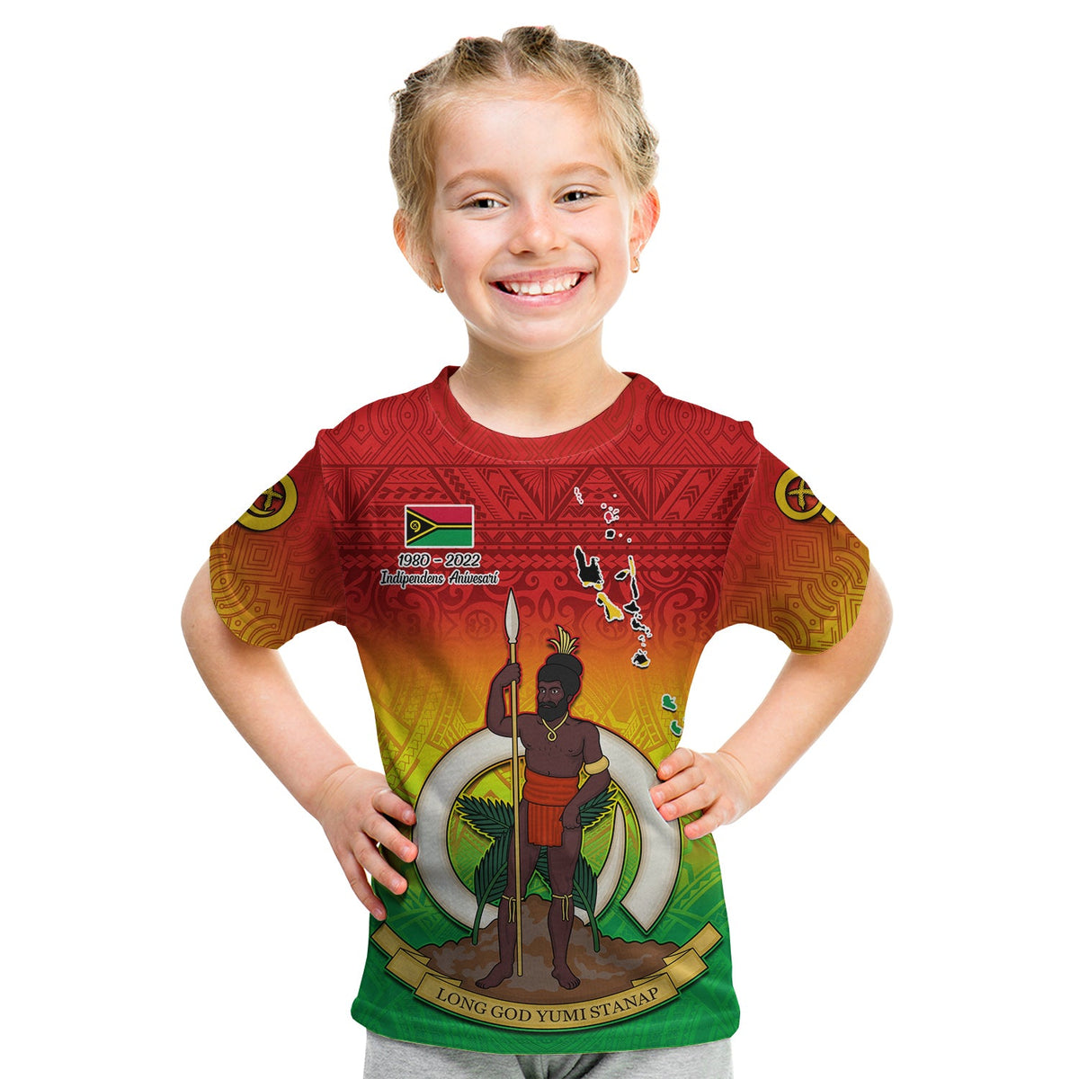 Vanuatu Independence Day T Shirt KID 42nd Anniversary Yumi Yumi Yumi LT13 - Polynesian Pride
