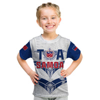 (Custom Personalise Text and Number) Toa Samoa Rugby T Shirt KID Siamupini Proud White LT13 - Polynesian Pride