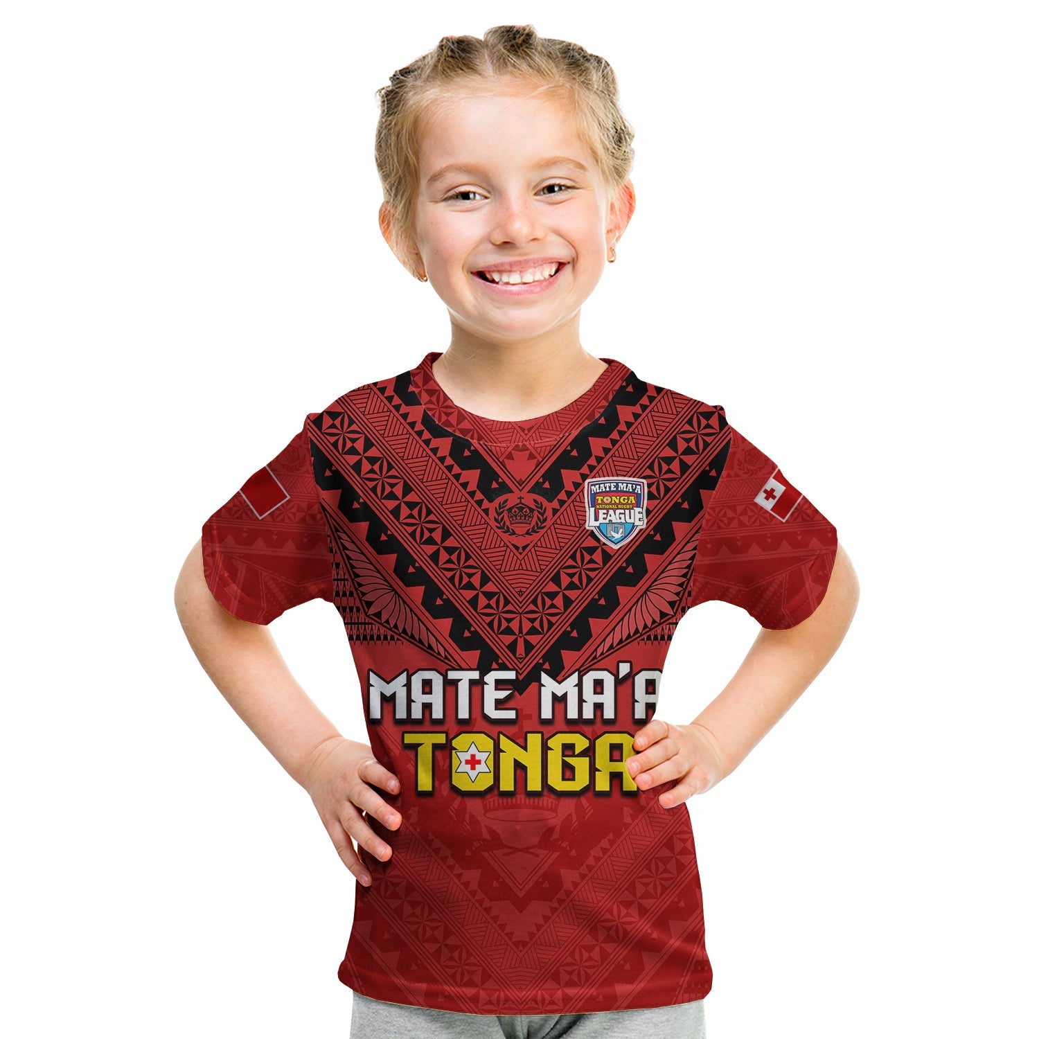 Tonga Rugby MMT T Shirt KID Ngatu Mate Maa Tonga Simple LT13 Youth XL Size14 - Polynesian Pride