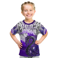 Custom Manaia Maori T Shirt Fern Aotearoa Purple Waves LT13 - Polynesian Pride