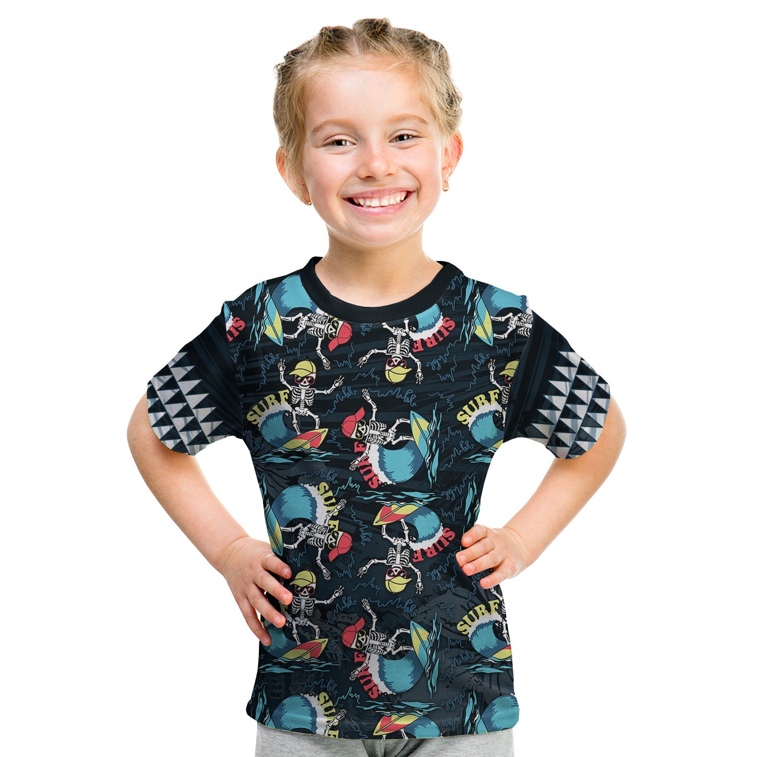 (Custom Personalised) Hawaii Skeleton Surf T Shirt KID Halloween Hawaiian Tribal LT13 Youth XL Size14 - Polynesian Pride