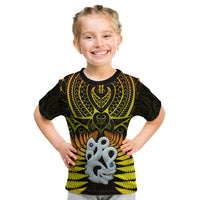 Aotearoa Fern T Shirt New Zealand Hei Tiki Gold Style LT13 - Polynesian Pride
