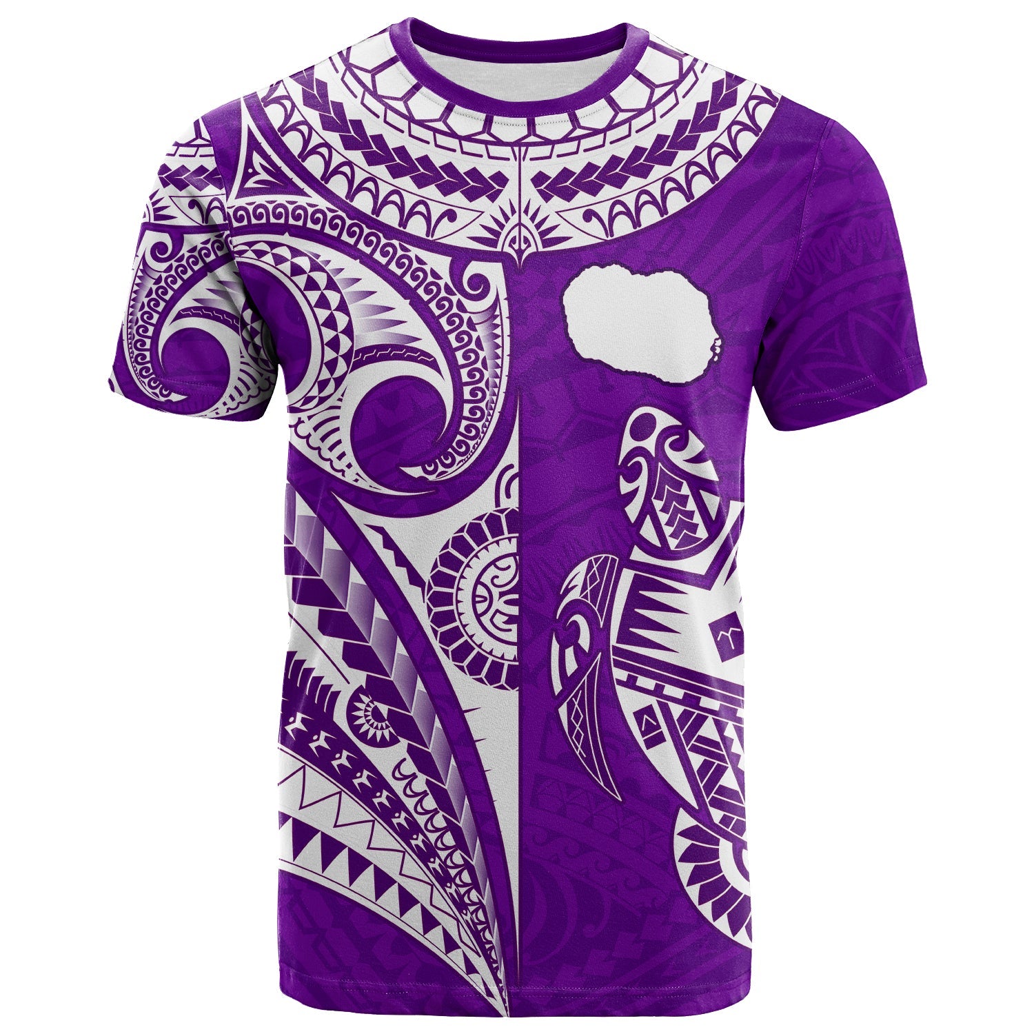 Rarotonga Cook Islands T Shirt Turtle and Map Style Purple LT13 Purple - Polynesian Pride